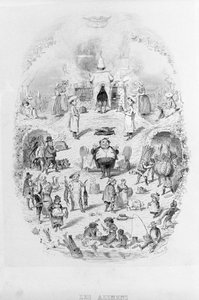 Jídlo: vaření a různé způsoby přípravy jídla v Brillat - Savarin ilustrovaný Bertallem. Paříž 1840.