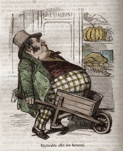 Obeite - Des Gourmands - žalostný efekt des floureux - rytina v „La Physiologie du gout““ od Jean Anthelme Brillat Savarin (Brillat-Savarin