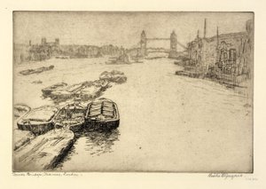 Tower Bridge, Temže, Londýn od Bertha E. Jaques