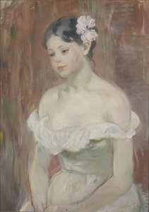 Dívka s dekoltem Květina ve vlasech od Berthe Morisot