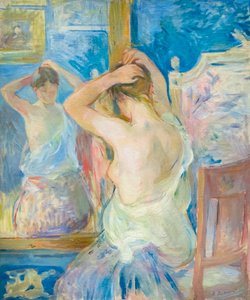 Před zrcadlem, c. 1890 (olej na plátně) od Berthe Morisot