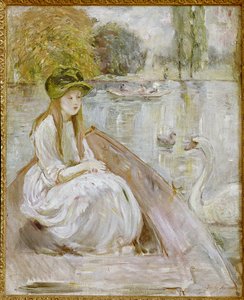 Jeanne Fourmanoir Aside the Lake. Obraz od Berthe Morisot od Berthe Morisot