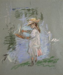 Julie v růžovém u jezera od Berthe Morisot