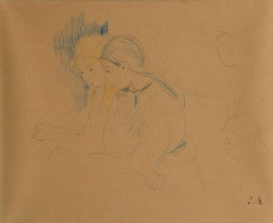 Portrét mladých dívek (barevné pastelky a tužka) od Berthe Morisot
