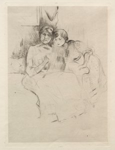 Lekce kreslení (Berthe Morisot kreslí se svou dcerou) od Berthe Morisot