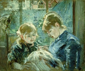 Lekce krejčovství; Le Lecon de Couture, 1884 od Berthe Morisot