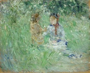 „Žena a dítě na louce v Bougival“, 1882 od Berthe Morisot