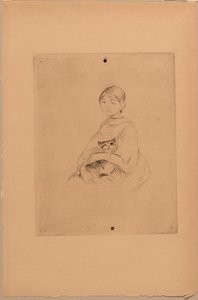Mladá dívka s kočkou, asi 1888 (lept) od Berthe Morisot