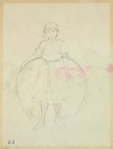 Mladá dívka s obručí, 1888 (grafit na papíře) od Berthe Morisot