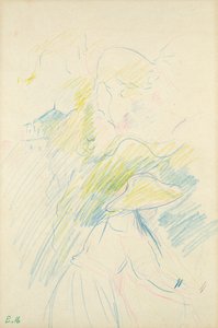 Mladá dívka v zahradě, 1888 (barevná tužka na papíře) od Berthe Morisot