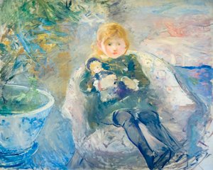Nuori tyttö nuken kanssa, c. 1884 (öljy kankaalle) od Berthe Morisot