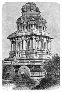 Ruiny chrámu v Hampi, Indie, 1895.