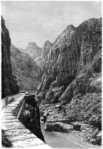 Pohled pořízený v karavanní cestě Shabet el Akra, Alžírsko, c1890