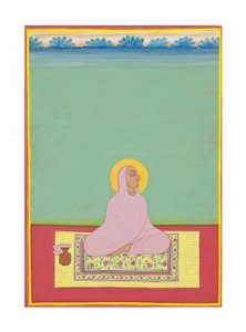 Portrét maharádže Shri Narayan Ji, kolem roku 1830 (neprůhledné pigmenty a zlato na papíře) od Bhati Shankar Das