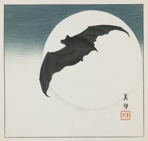 Bat and Moon, počátek 20. století od Biho Takashi or Takahashi (b. 1873. fl 1890 1930)