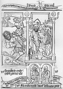Fragment faksimile strany 28 Bible chudých, 1849. od Bisson and Cottard