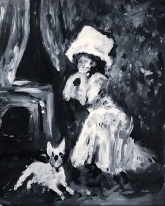 Lady And Dog Posing, cca 2019 (Akryl na plátně) od Blake Munch