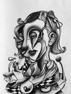 Picasso In Love, cca 2021 (uhlí na papíře)