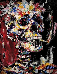 Skull With Spliff, c.2021-22 (Akryl na plátně) od Blake Munch