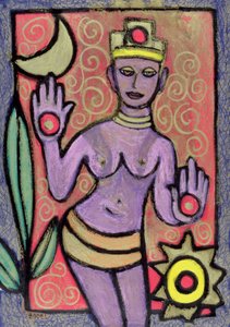 Bohyně, 2002 (olej, pastel a tuš na papíře) od Bodel Rikys