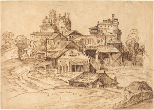 Pohled na italské město (po Tizian nebo Domenico Campagnola) od Bolognese 17th Century