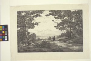 Vzdálené hory (inkoust na papíře) od Bolton Coit Brown