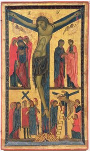 Ukřižování se svatými ženami, truchlící, Kristus na cestě na Kalvárii a uložení, pravý panel diptychu (tempera na panelu) od Bonaventura Berlinghieri