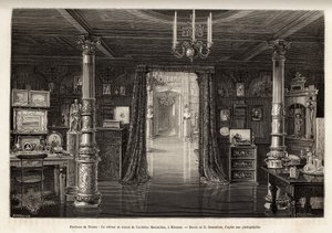 Pracovní kabinet arcivévody rakouského Maxmiliána (1832-1867), na zámku Miramar, který nechal postavit v okolí Terstu, z roku 1857, kdy byl prohlášen vicekrálem království Lombardie a Veneto, vyryl B. Bonnafoux illustra od Bonnafoux Bonnafoux