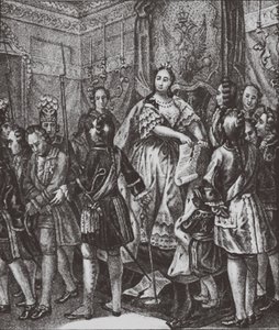 Anna Ioannovna trhá do podmínek, 1730 od Boris Artemyevich Chorikov