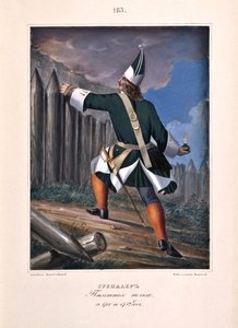 Granátník pěšího pluku v letech 1700-1732, 1841 od Boris Artemyevich Chorikov