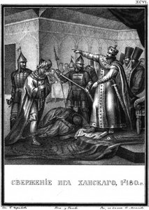 Konec tatarsko-mongolského jha v Rusku. 1480 z Illustrated Karamzin, 1836