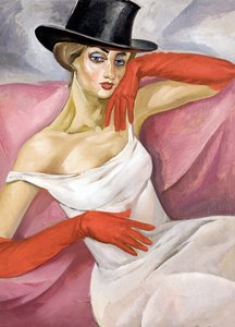 Dáma v cylindru - Obraz Borise Dmitrijeviče Grigorjeva (1886-1939), olej na plátně (81,3x61,6 cm) - Soukromá sbírka