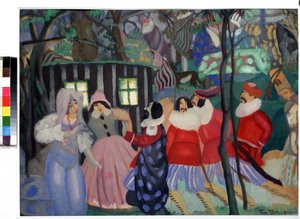 Dobyvatelé (The Conquerors). Dílo Borise Dmitrieviče Grigorjeva (1886-1939), kvaš na kartonu od Boris Dmitrievich Grigoriev