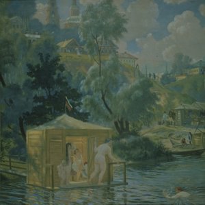Koupání, 1921 od Boris Mikhailovich Kustodiev