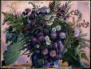 Kytice finských květin. (Finský svazek květin). Obraz Boris Michaylovič Kustodiev (Kustodiev) (1878-1927), olej na plátně od Boris Mikhailovich Kustodiev