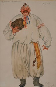 Návrh kostýmů pro operu The Fair at Sorochyntsi od Modesta Musorgského, 1919 od Boris Mikhailovich Kustodiev