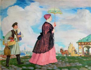 Obchodní žena s nákupy, 1920 od Boris Mikhailovich Kustodiev