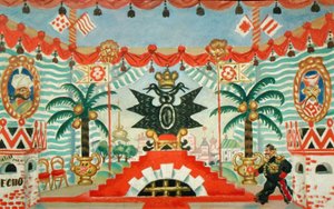 Palác, skica ke hře E. Zamjatina, Blecha, 1925-26 od Boris Mikhailovich Kustodiev