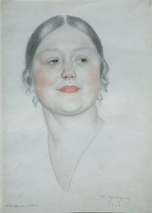 Portrét Marie Dmitrievny Šostakovičové, 1923 od Boris Mikhailovich Kustodiev