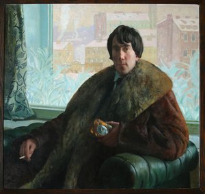Portrét sochaře a architekta Isidora Zolotarevského 1885-1961, 1922 od Boris Mikhailovich Kustodiev