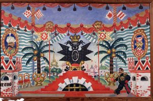 Scénografie k divadelní hře Blecha E. Zamjatina, 1925-1926 od Boris Mikhailovich Kustodiev