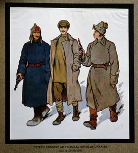 Rusko po revoluci v roce 1917: „Detenu předložený revolučnímu tribunálu“. Kresba Boris Zvorykin (1872-1935). Ústav sociálních dějin, Montreuil od Boris Vasilievich Zvorykin