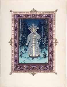 Snegourotchka ( ou Snegourka, la Fille de neige) - Ilustrace k pohádce Snegurochka par Zvorykin, Boris Vasilievich (1872-po 1935), c. 1925 - Barevná litografie, 27,3x20,5 - Soukromá sbírka