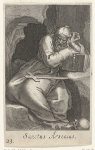 Svatý Arsenius Veliký jako poustevník Sanctus Arsenius (název na objektu) Hermits (název série) Sacra eremvs ascetarvm (název série) od Boëtius Adamsz. Bolswert
