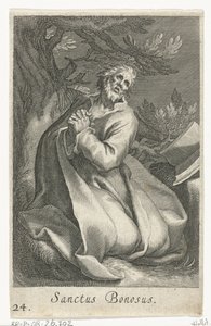 Svatý Bonosus jako poustevník Sanctus Bonosus (název na objektu) Hermits (název série) Sacra eremvs ascetarvm (název série) od Boëtius Adamsz. Bolswert