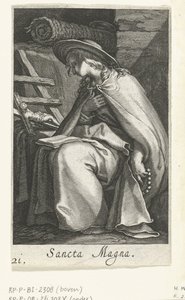 Svatá Magna jako poustevnice Sancta Magna (název na objektu) Hermitesses (název série) Sacra Eremus Ascetriarum (název série) od Boëtius Adamsz. Bolswert