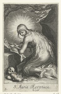 Svatá Marie Egyptská jako poustevnice Hermitesses (název série) Sacra Eremus Ascetriarum (název série) od Boëtius Adamsz. Bolswert
