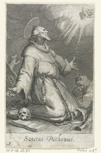 Svatý Pachomius starší jako poustevník Hermits (název série) Sacra eremvs ascetarvm (název série) od Boëtius Adamsz. Bolswert
