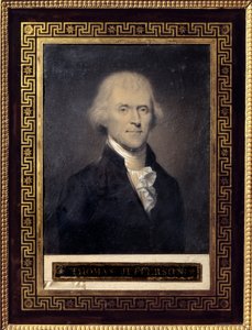 Portrét Thomase Jeffersona (1743-1826) Prezident Spojených států v letech 1801 až 1809 - Kresba od Boucha (19. století), černý kámen, křída Rozměr: 0,25 x 0,20 m - Malmaison, Musee Du Chateau - Portrét Thomas Jefferson (1743-1826) - Kresba Bouc od Bouch