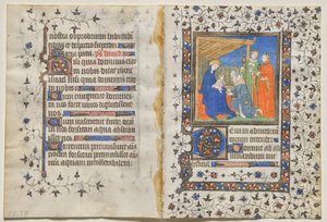 Bifolio z knihy hodin: Klanění mudrců (recto) od Boucicaut Master